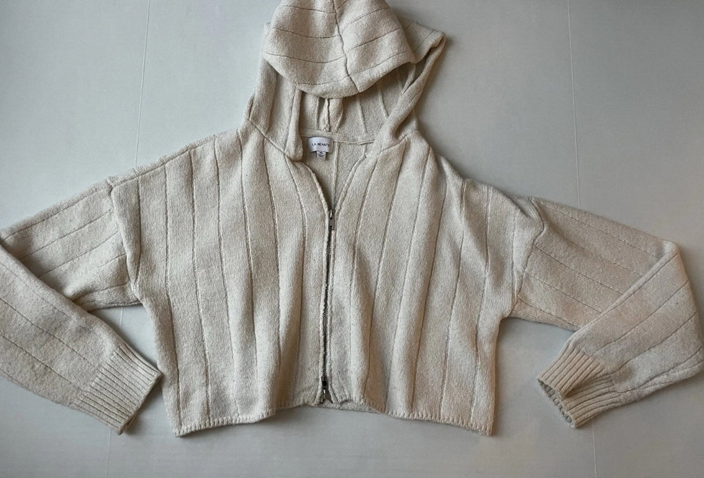 LA HEARTS Zip Up Hoodie Extra Small Beige Knitted