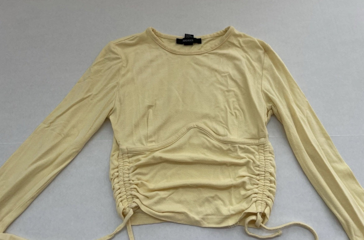 Forever 21 Long Sleeve Top Small Yellow Polyester/Spandex
