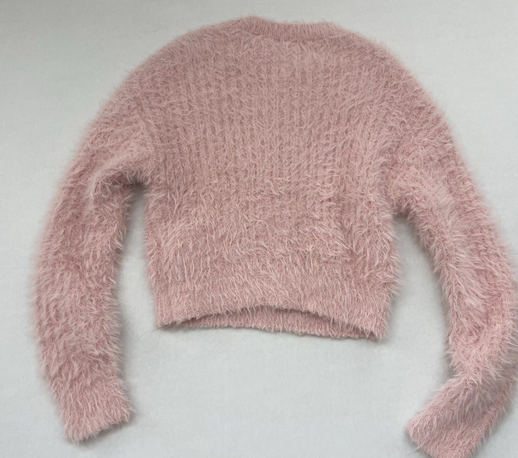 SUN+MOON Sweater Small Pink Fuzzy Knit