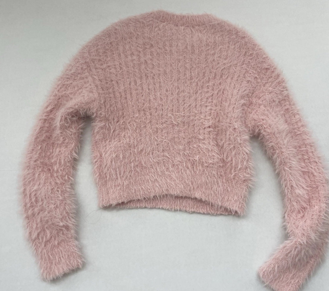 SUN+MOON Sweater Small Pink Fuzzy Knit