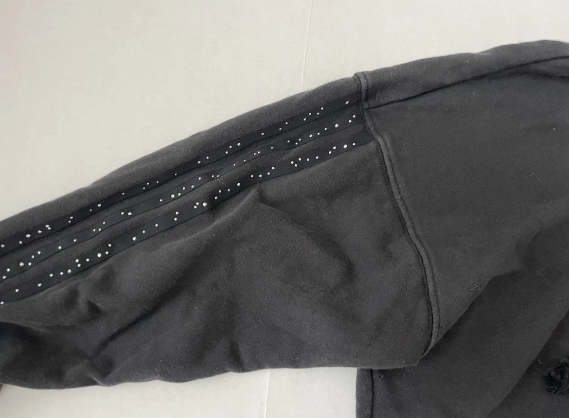 Adidas Cropped Hoodie Small Black Cotton/Polyester
