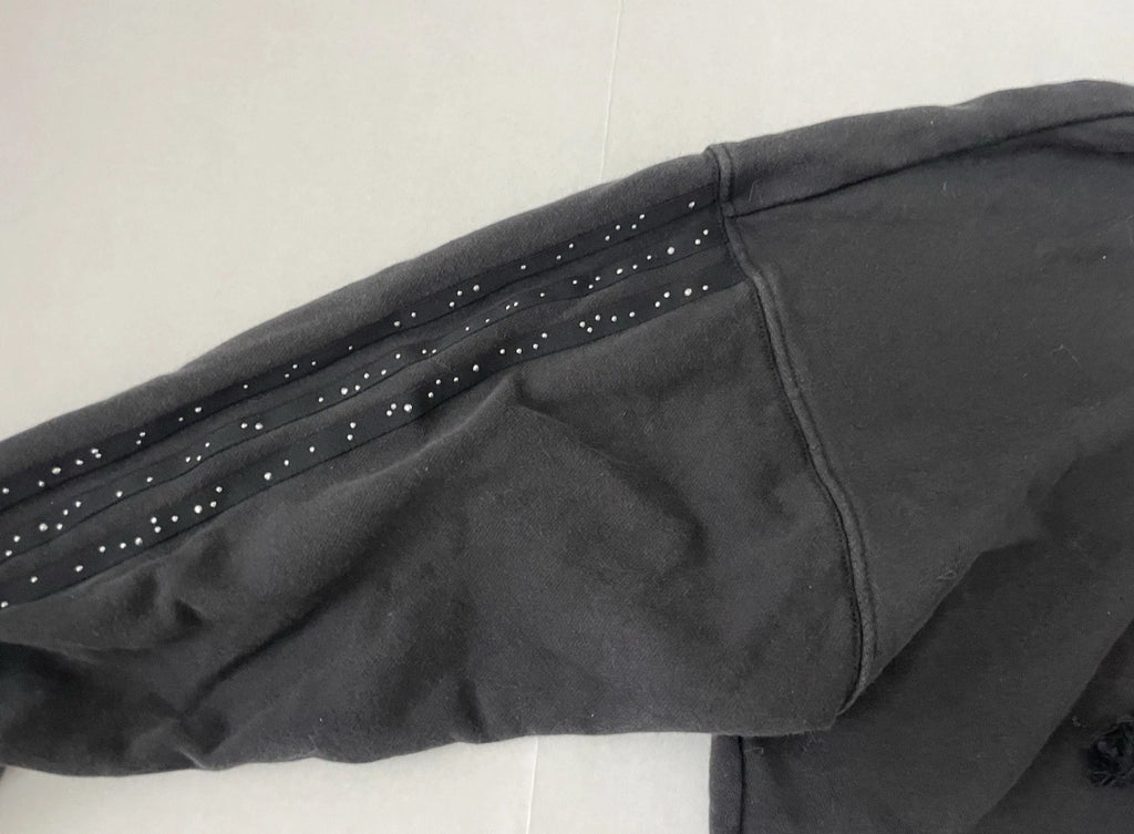 Adidas Cropped Hoodie Small Black Cotton/Polyester