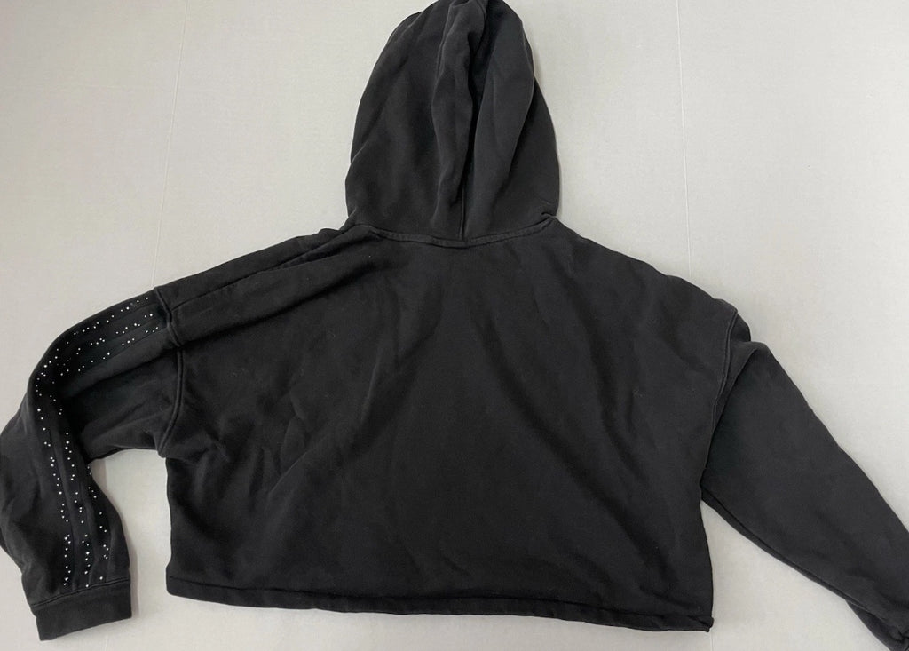 Adidas Cropped Hoodie Small Black Cotton/Polyester