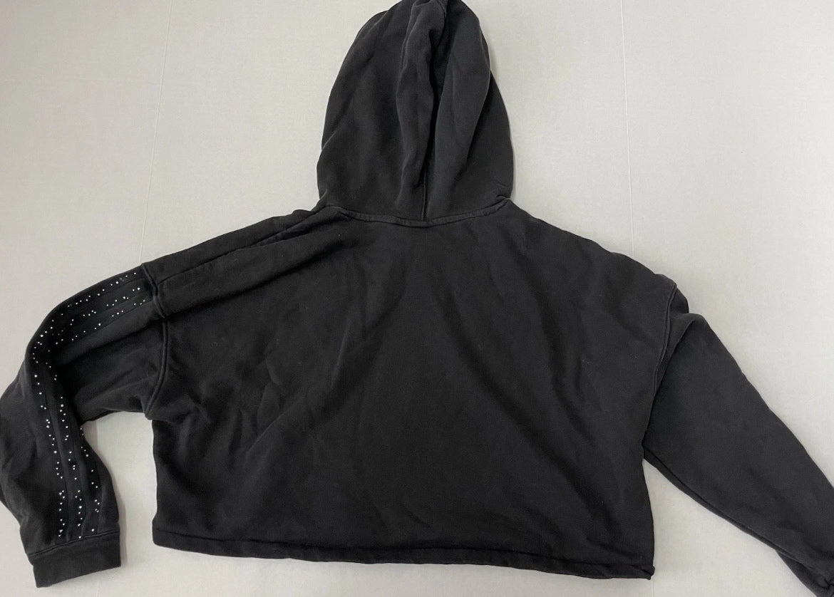 Adidas Cropped Hoodie Small Black Cotton/Polyester