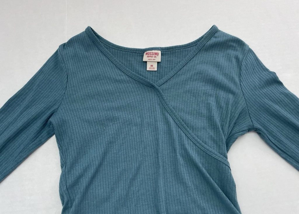 Mossimo Long Sleeve Top Extra Small Blue Polyester/Spandex