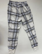 Hollister Pajama Pants Small Beige, Gray, Black, White, Blue Cotton, Flannel (Plaid)