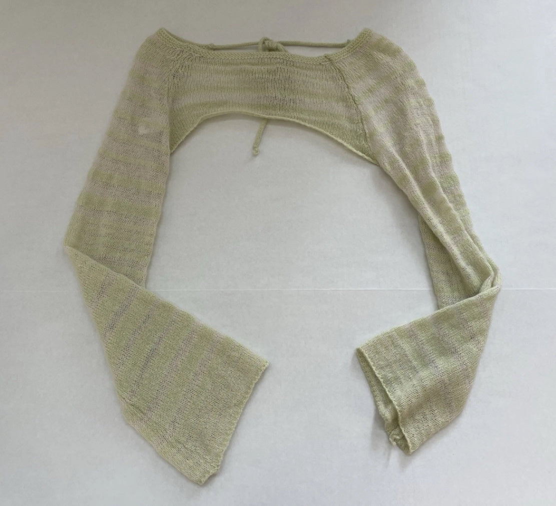 LA Hearts Sweater Small Light Green and Beige Knitted Fabric