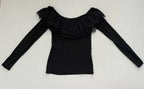 Hollister Long Sleeve Top Extra Small Black Viscose