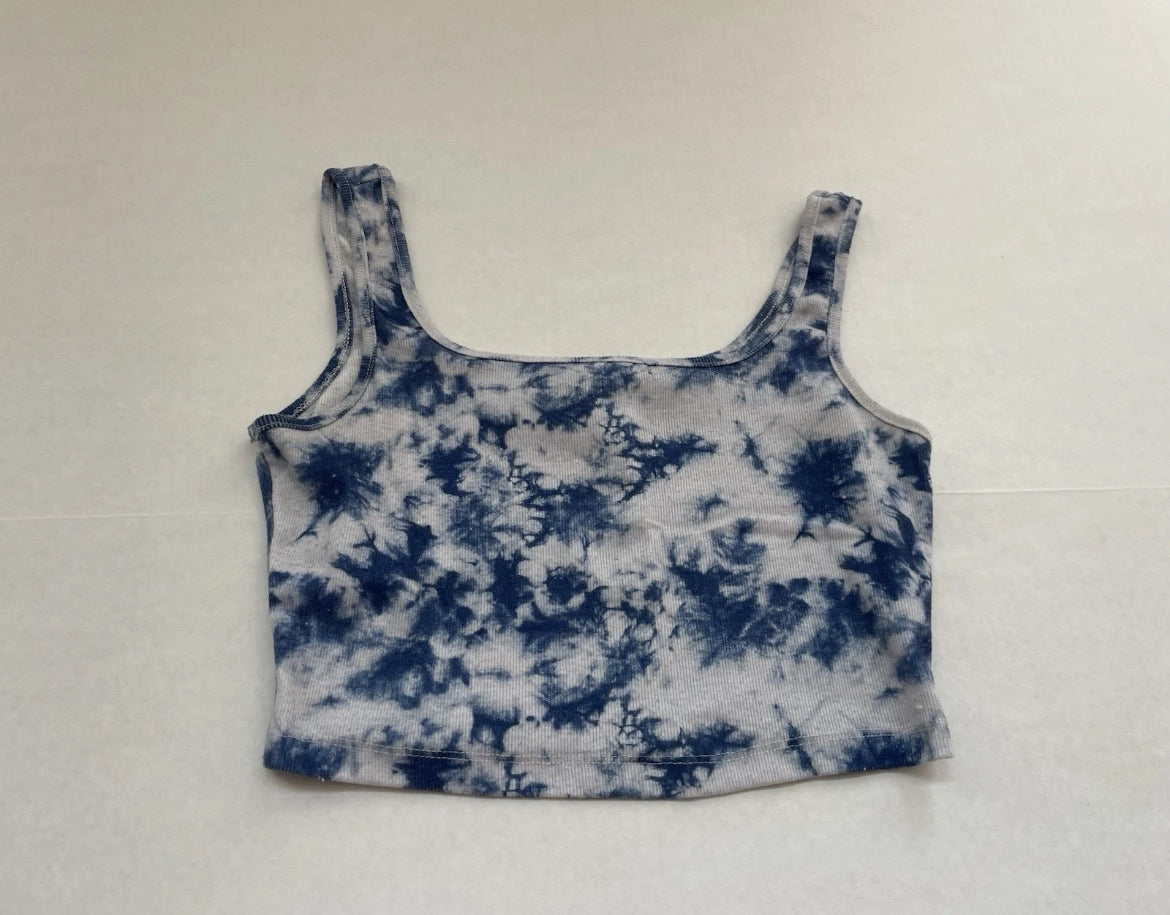 SHEIN Crop Top Small Navy and off-white Polyester/Spandex
