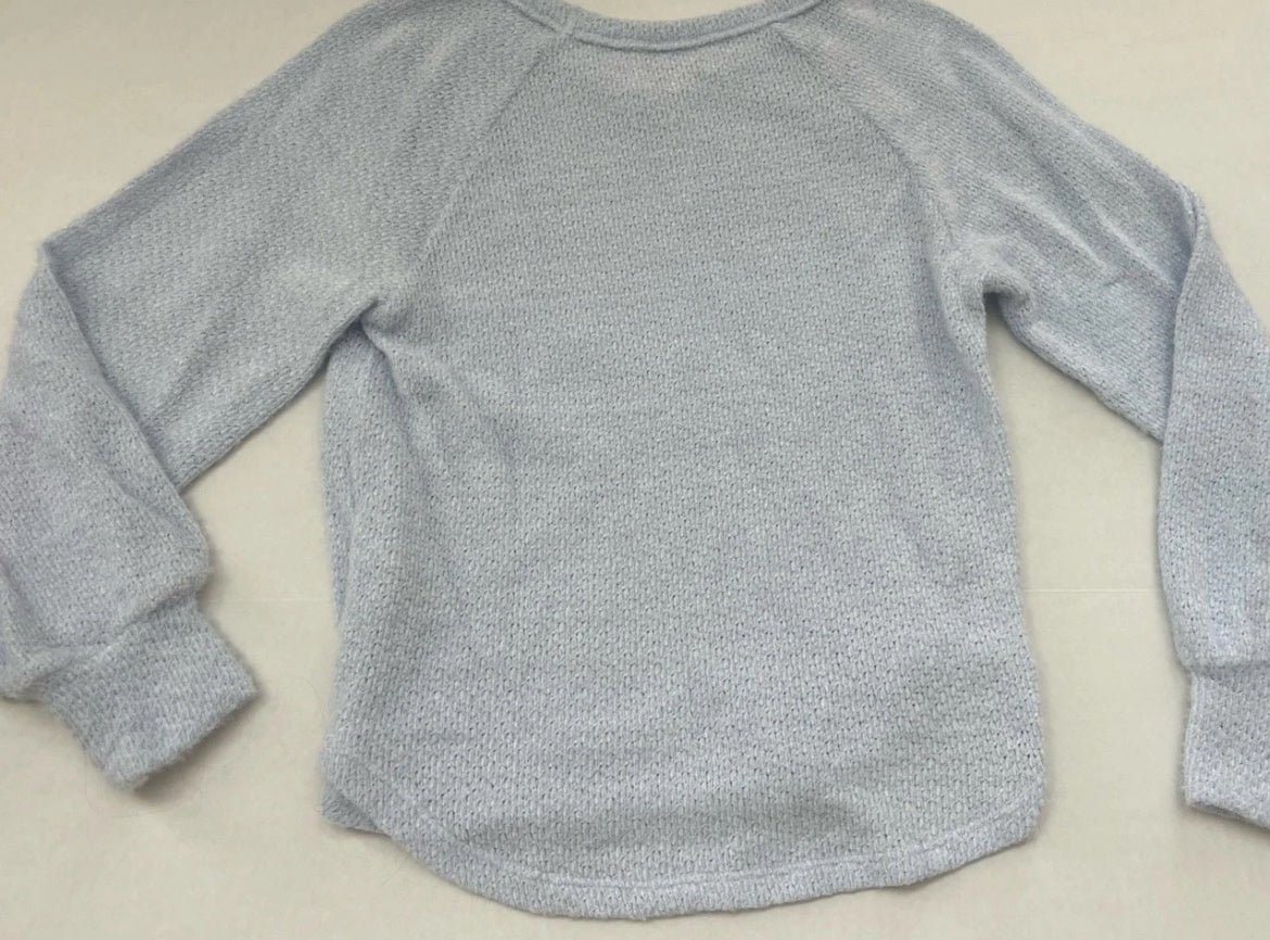 Hollister Long Sleeve Top Nylon/Polyester Light Blue Knitted fabric