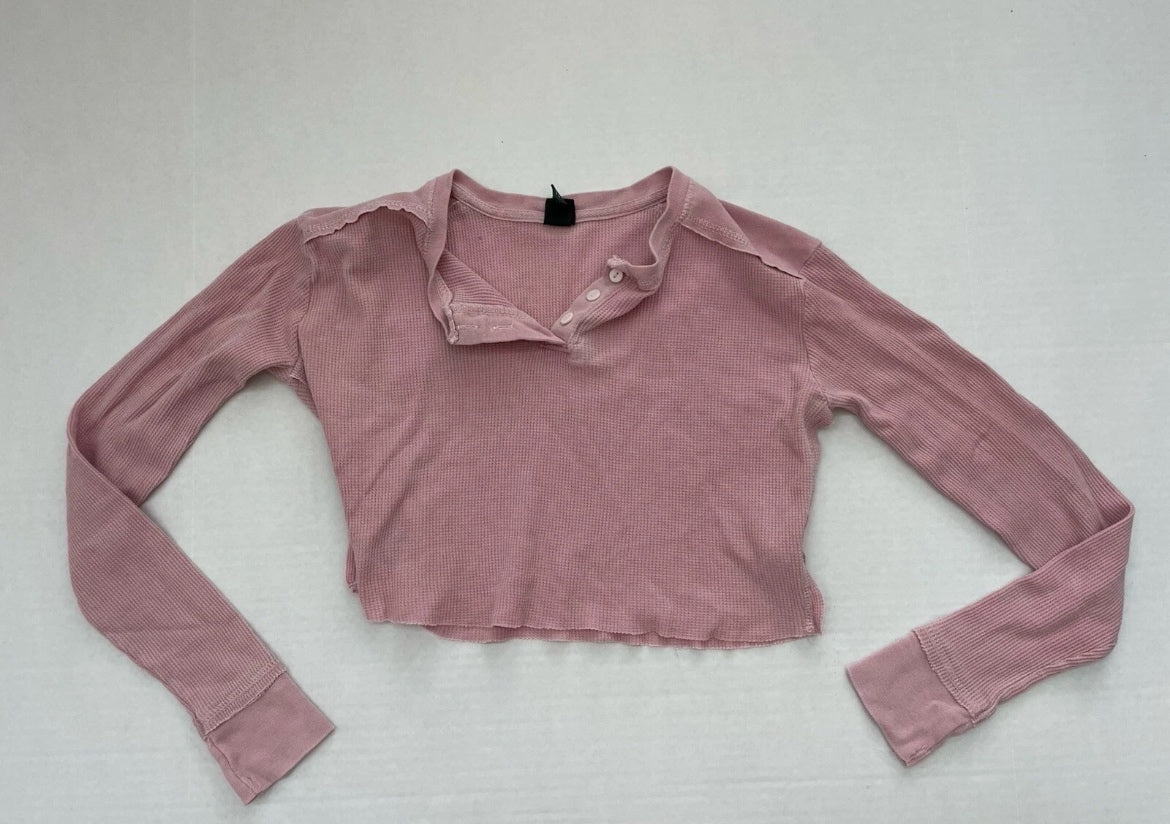 Wild Fable Long Sleeve Crop Top Extra Small Pink Knit