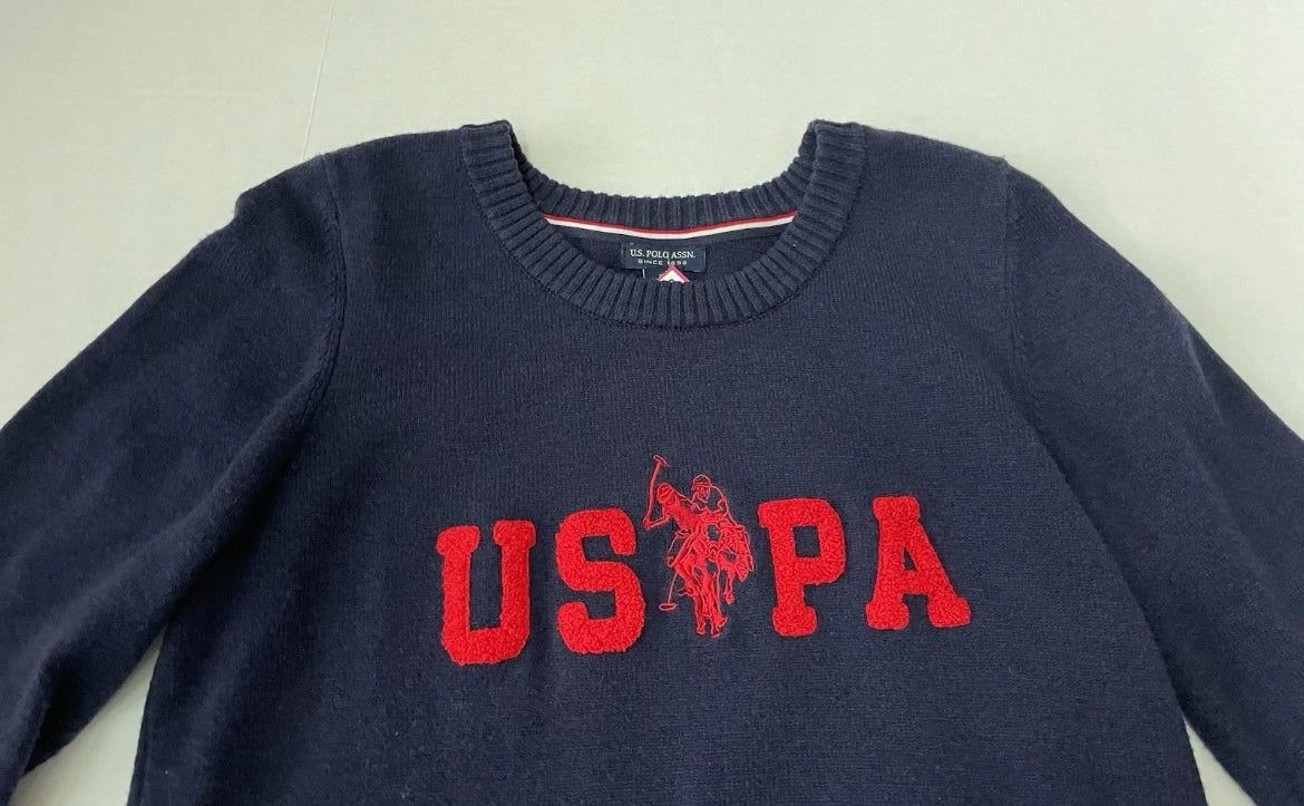 U.S. Polo Assn. Sweater Medium Navy Blue Cotton Knit