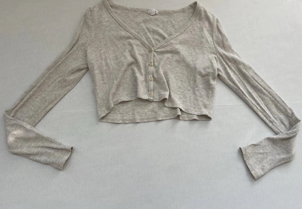Garage Long Sleeve Top Extra Small Beige Spandex/Rayon