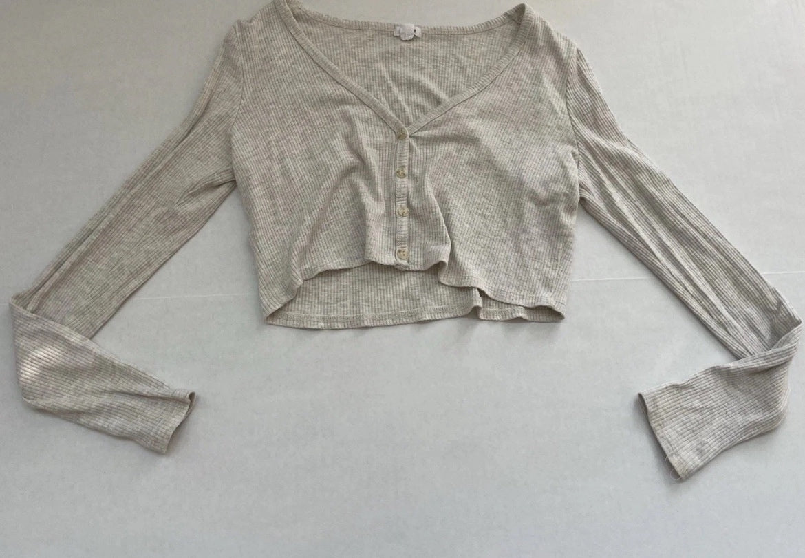 Garage Long Sleeve Top Extra Small Beige Spandex/Rayon