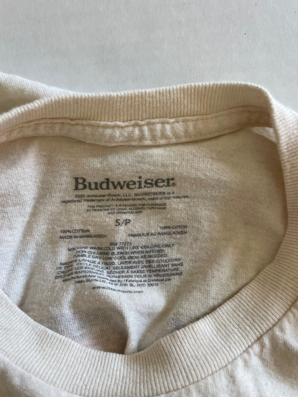 Budweiser Tops Small Cream/Beige Cotton