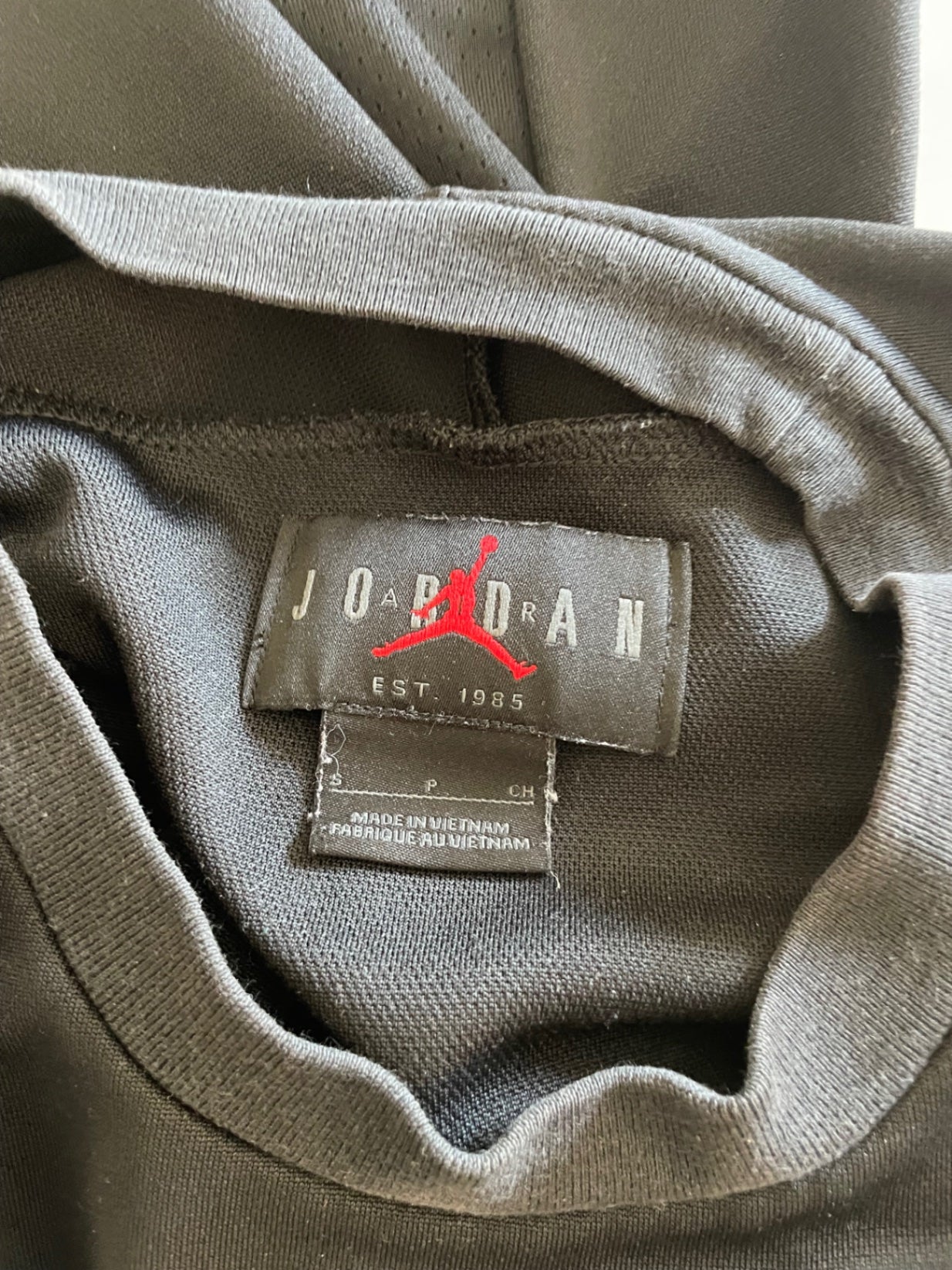 Jordan (by Nike) Tops Small Black Polyester with satin-like finish and some mesh accents