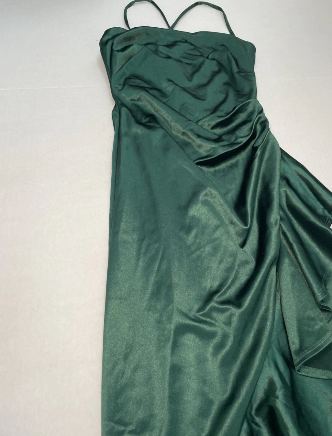 Macys Slip Dress Extra Small Emerald Green Satin/Polyester