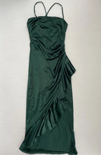 Macys Slip Dress Extra Small Emerald Green Satin/Polyester