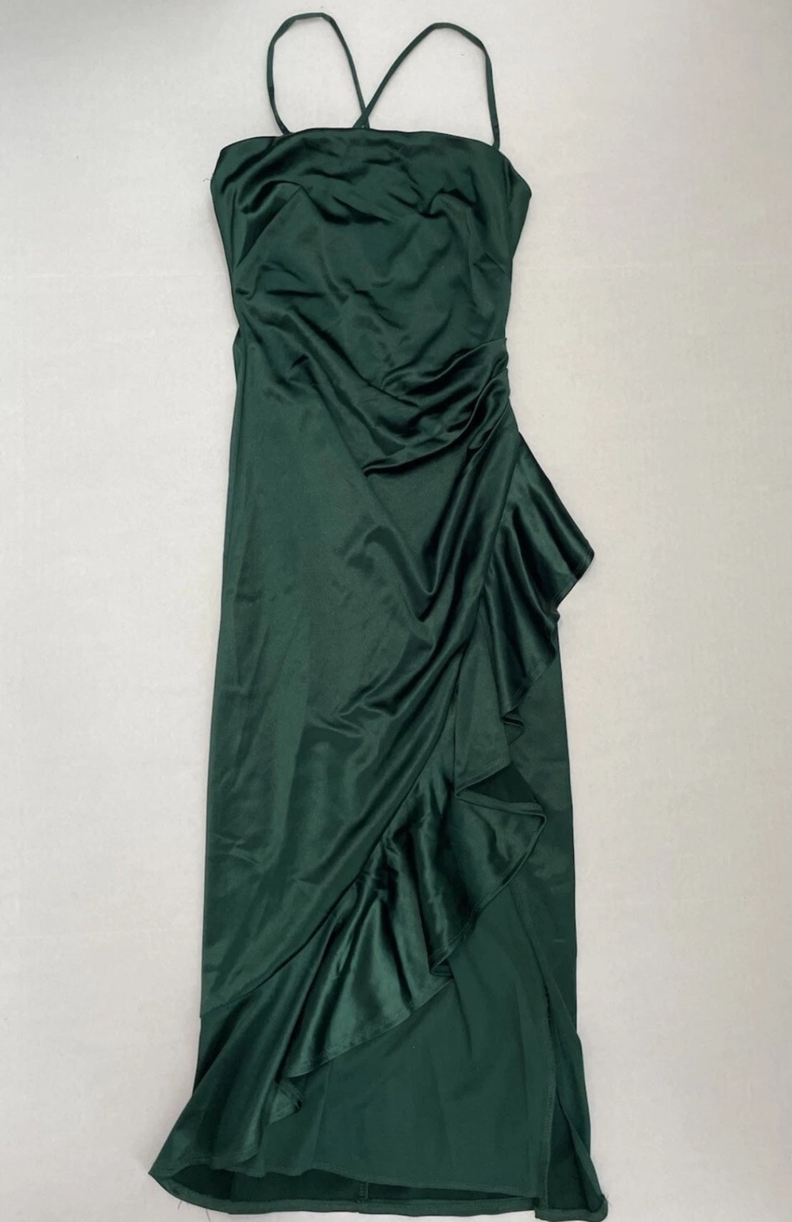 Macys Slip Dress Extra Small Emerald Green Satin/Polyester