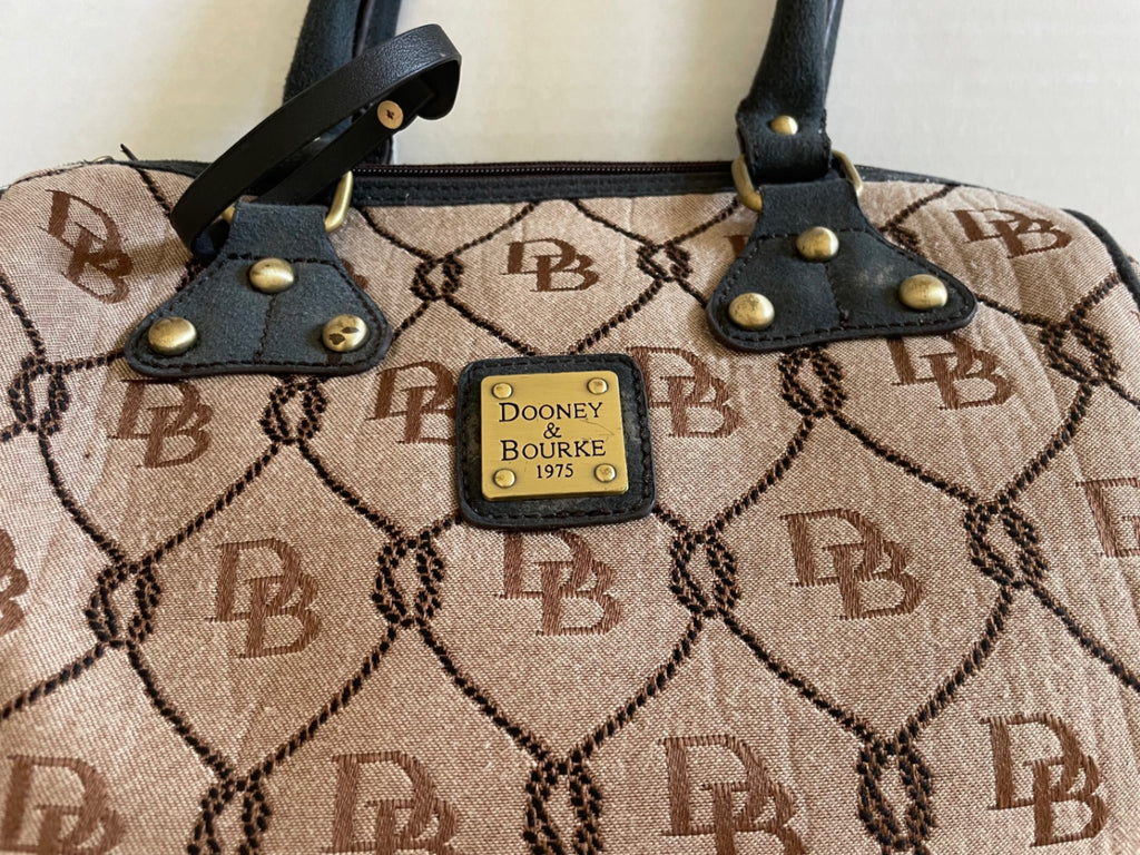 Dooney & Bourke Handbags Medium Beige and Black Fabric