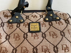 Dooney & Bourke Handbags Medium Beige and Black Fabric