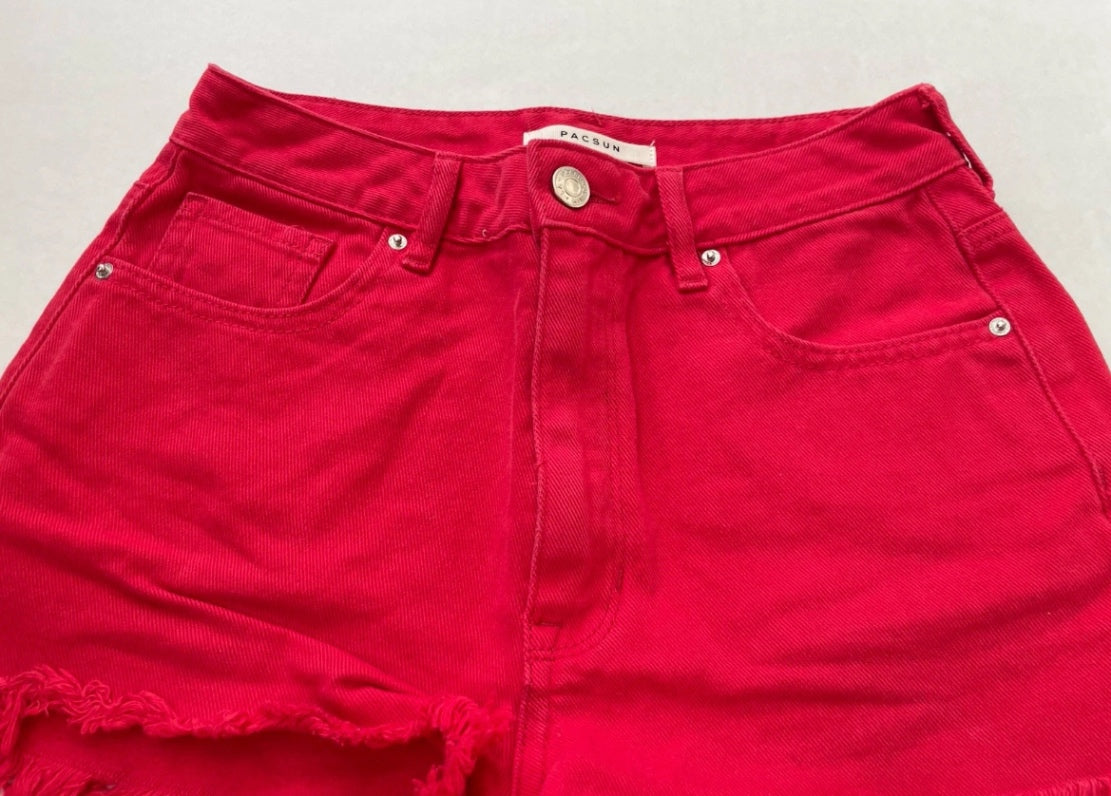 Pacsun Shorts 26 Red Denim