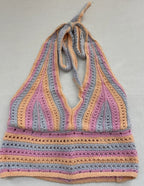Hollister Crochet Halter Top Extra Small Pink, Purple, Peach