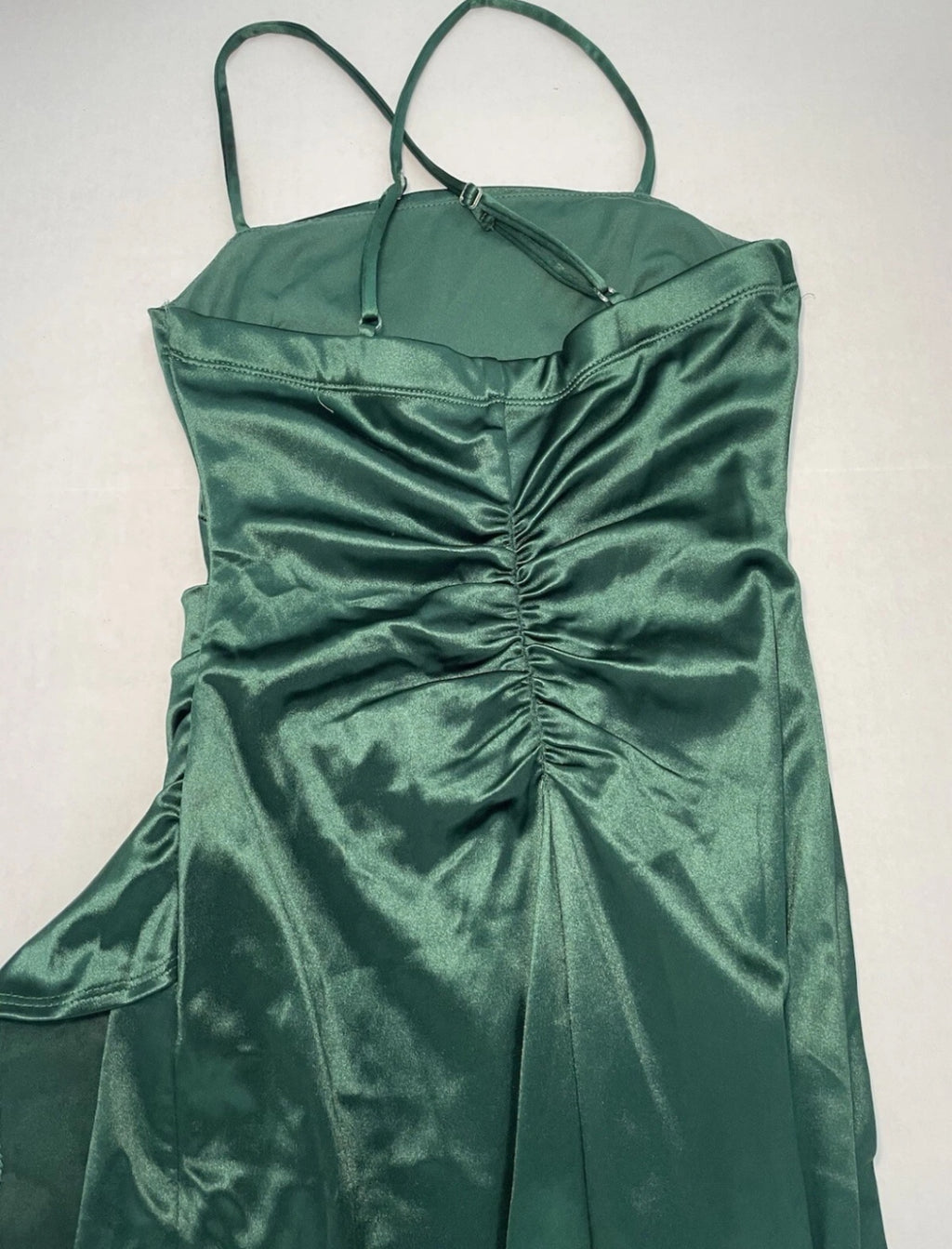 Macys Slip Dress Extra Small Emerald Green Satin/Polyester