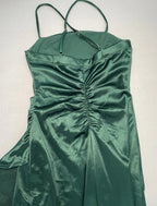 Macys Slip Dress Extra Small Emerald Green Satin/Polyester