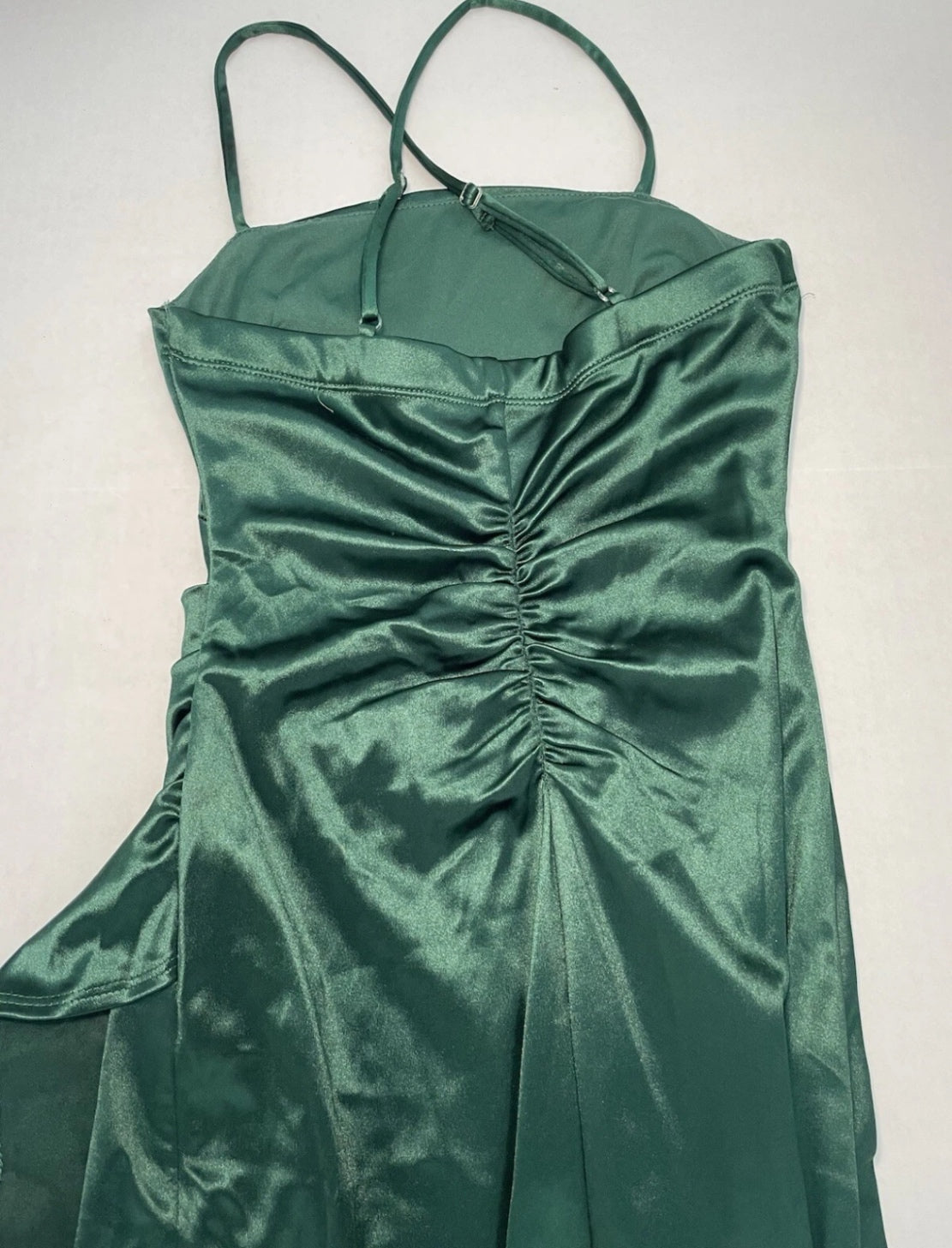 Macys Slip Dress Extra Small Emerald Green Satin/Polyester