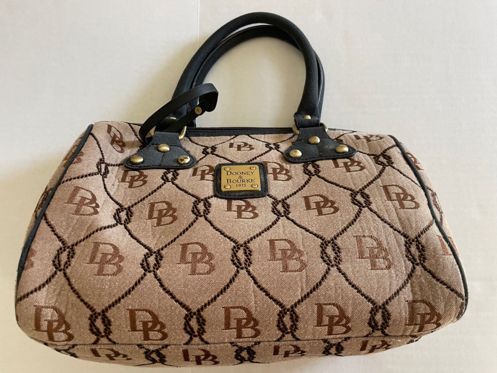 Dooney & Bourke Handbags Medium Beige and Black Fabric