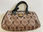 Dooney & Bourke Handbags Medium Beige and Black Fabric