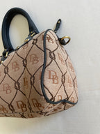 Dooney & Bourke Handbags Medium Beige and Black Fabric
