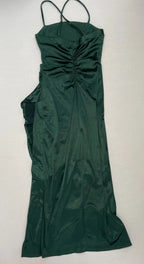 Macys Slip Dress Extra Small Emerald Green Satin/Polyester