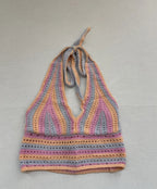 Hollister Crochet Halter Top Extra Small Pink, Purple, Peach