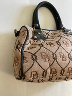 Dooney & Bourke Handbags Medium Beige and Black Fabric