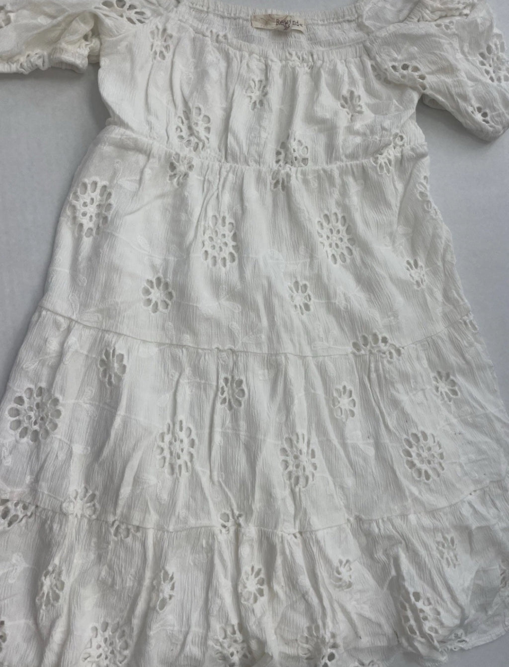 Rewind Dresses/Rompers Small White Cotton with eyelet embroidery