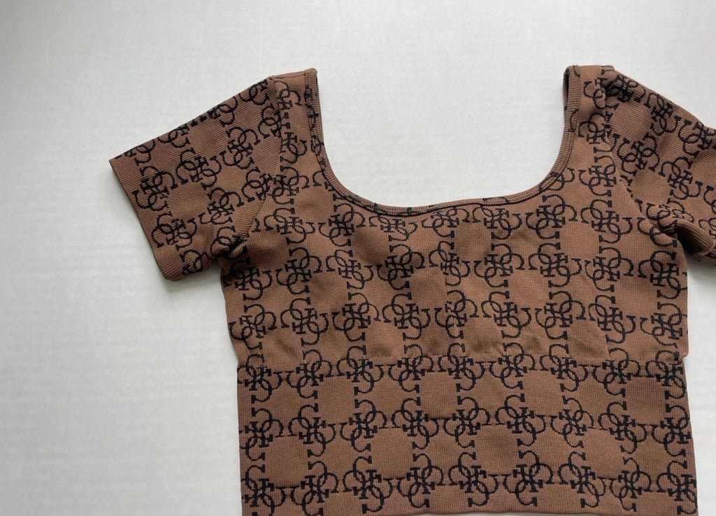 Guess Top Extra Small Brown Knitted fabric