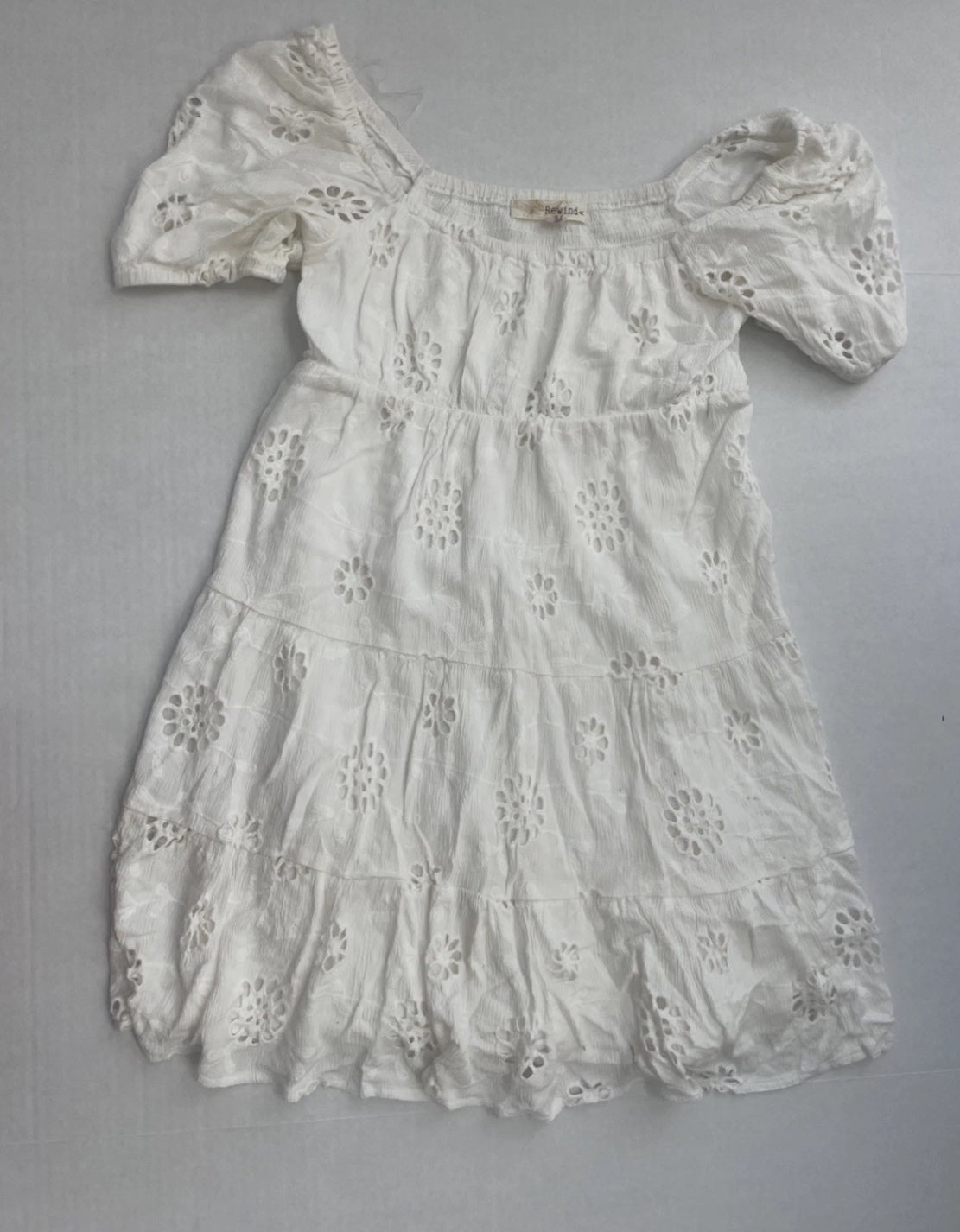 Rewind Dresses/Rompers Small White Cotton with eyelet embroidery