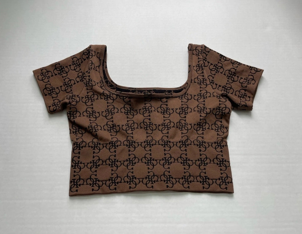 Guess Top Extra Small Brown Knitted fabric
