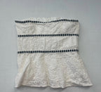 Ann Taylor Top 4 Cream/Beige with Black accents Eyelet embroidered fabric, Cotton