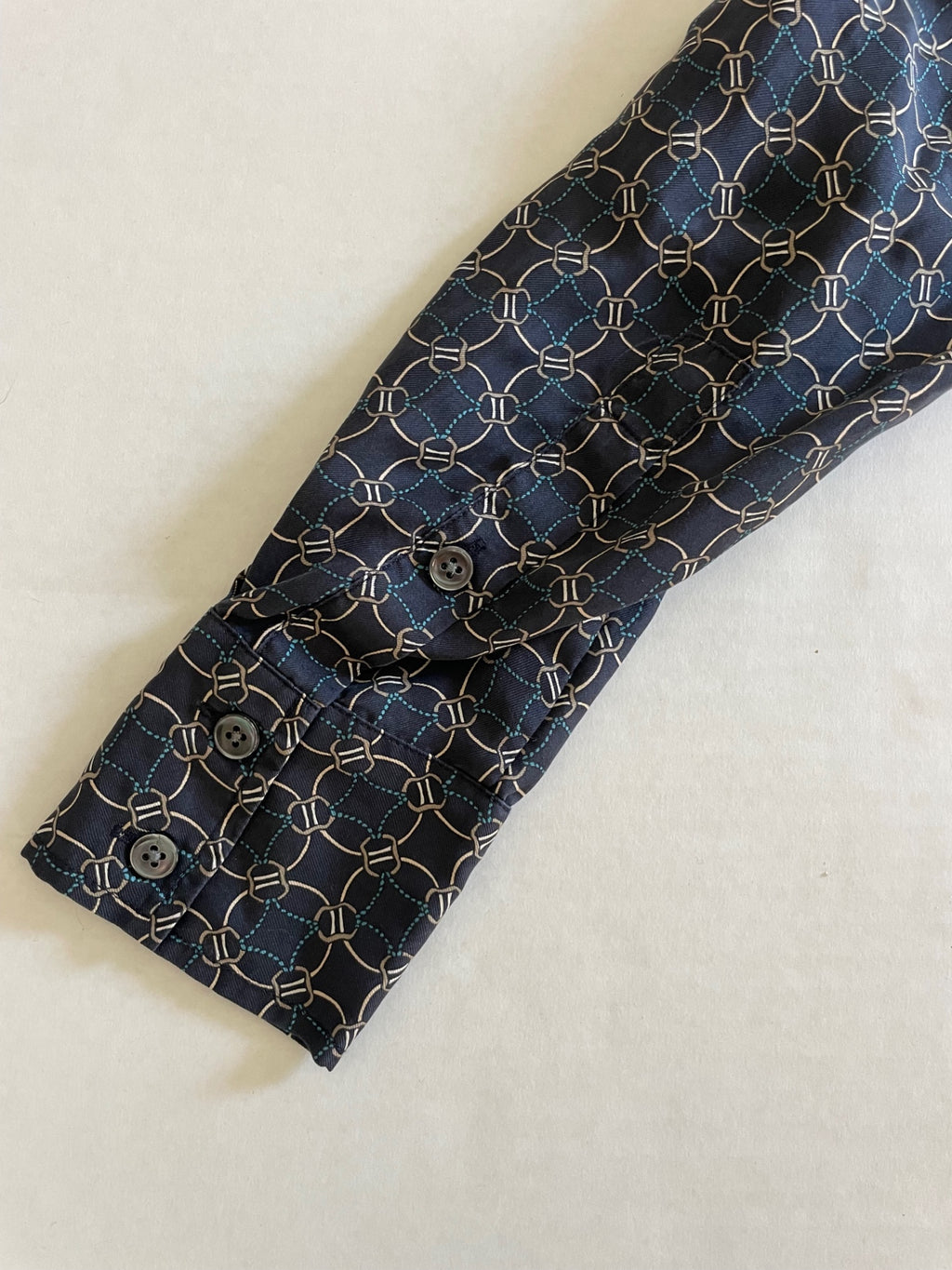 Ann Taylor Tops 6 Dark Blue/ Geometric Silk