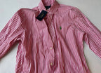 Polo Ralph Lauren Long Sleeve Button Up Top 8 Red and White Stripes Cotton