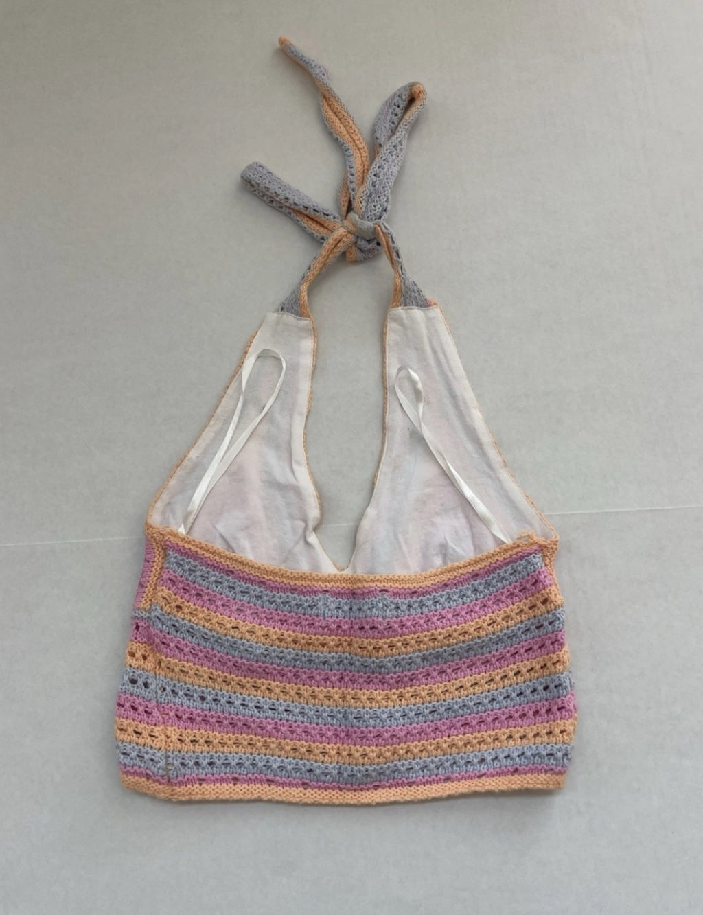 Hollister Crochet Halter Top Extra Small Pink, Purple, Peach