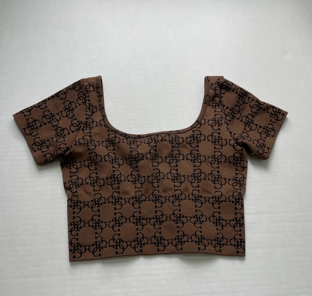 Guess Top Extra Small Brown Knitted fabric