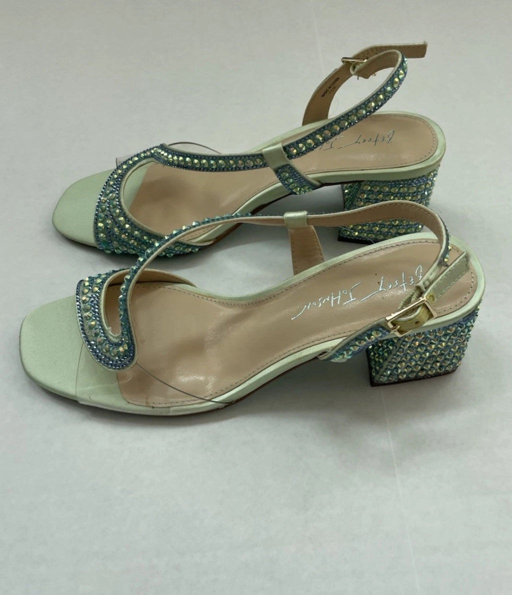 Betsey Johnson Shoes 7.5 Light blue/green Satin with rhinestone embellishments and synthetic sole