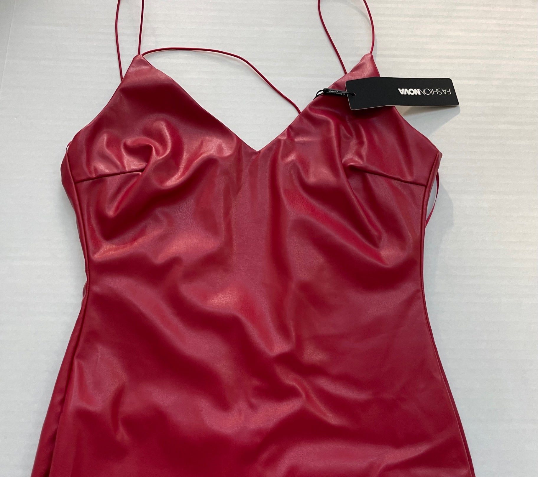 Fashion Nova Dresses/Rompers Extra Small Burgundy Faux Leather