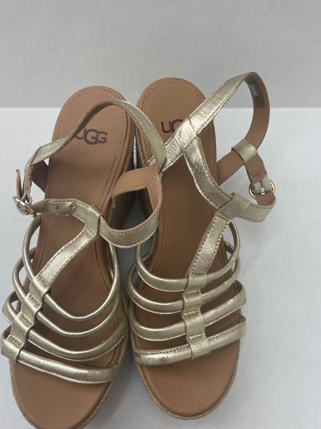 UGG Shoes 6.5 Gold Synthetic leather and woven jute espadrille sole