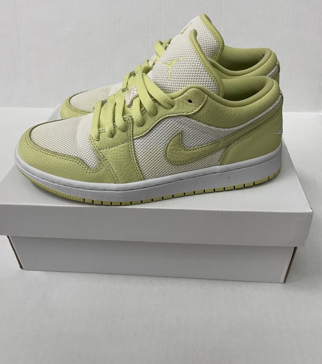 Nike Air Jordan 1 Low SE Shoes 8 Light Green and White Leather and Mesh