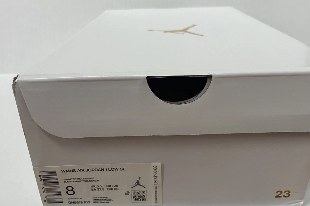 Nike Air Jordan 1 Low SE Shoes 8 Light Green and White Leather and Mesh